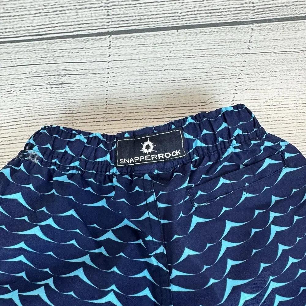 Snapper Rock Boy's Navy Blue Wave Printed Swim Trunks Size 4